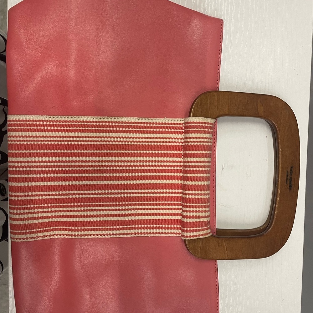 Kate Spade Vintage Pink Tote Bag with Wooden Handle